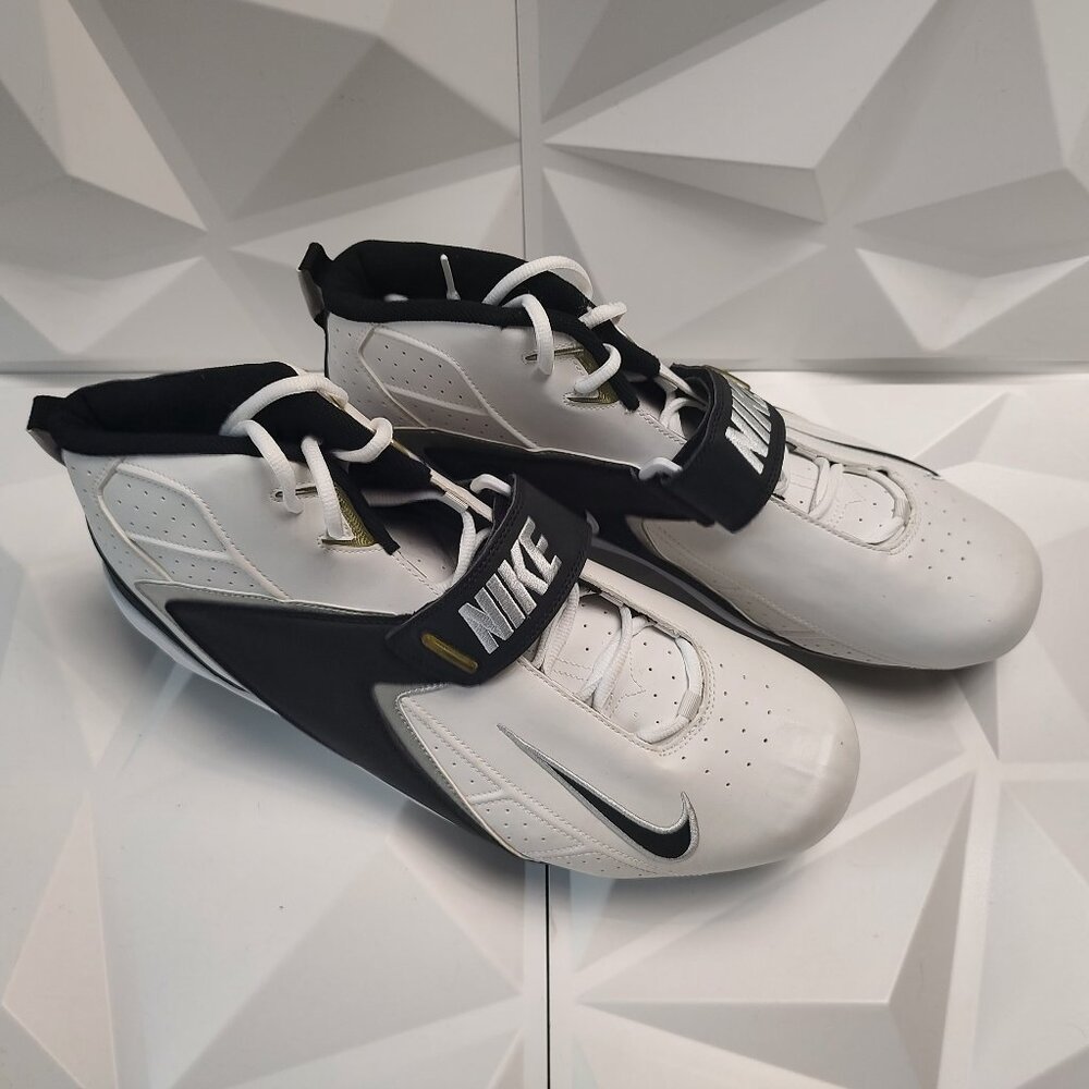 Nike Men's Football Cleats 18 White Black Shoe Lacrosse Air Zoom Boss Shark - Picture 9 of 13